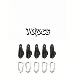 10-Pack Tent Clips & Carabiner Set, Windproof Reinforced Clamps for Canopy Rainfly Fixing, Outdoor Use