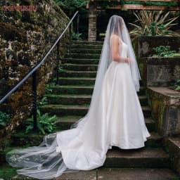 TOPQUEEN Elegant Simple 2 Layer Bridal Veil With Blusher Wedding Veil, Bridal Wedding Accessories Customizable V131