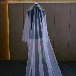 TOPQUEEN Elegant Simple 2 Layer Bridal Veil With Blusher Wedding Veil, Bridal Wedding Accessories Customizable V131