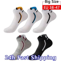 5 Pairs Plus Size38-47 Men Ankle Socks Breathable Cotton Sports Socks Mesh Casual Athletic Summer Thin Cut Short Sokken For Male