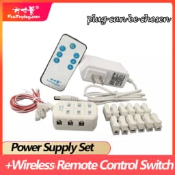 ON/OFF 3V/5V/12V AC/DC Wireless Remote Control Switch&Adapter/Power Supply with 6 Ports Output/Railway Layout/ Road Layout