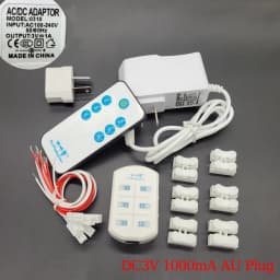 ON/OFF 3V/5V/12V AC/DC Wireless Remote Control Switch&Adapter/Power Supply with 6 Ports Output/Railway Layout/ Road Layout