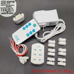 ON/OFF 3V/5V/12V AC/DC Wireless Remote Control Switch&Adapter/Power Supply with 6 Ports Output/Railway Layout/ Road Layout