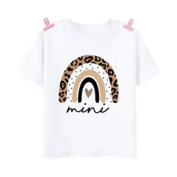 Mama Mimi Leopard Heart Print Family Matching Clothes Mother & Daughter Short Sleeve Outfit Shirt Fashion Mom Girl T-shirt Tops