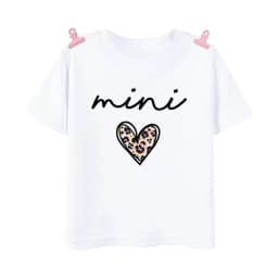 Mama Mimi Leopard Heart Print Family Matching Clothes Mother & Daughter Short Sleeve Outfit Shirt Fashion Mom Girl T-shirt Tops