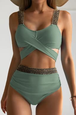 Strappy High Waist Bikinis 2026 Women Black Swimwear Solid Bandage Swimsuit Female Beachwear Bathers Bathing Swimming Swim Suit