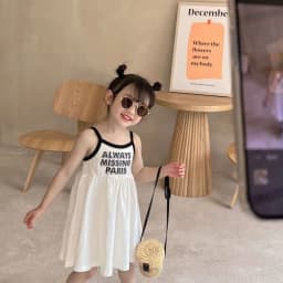 2026 Summer Girls Cute Print One Piece Suspender Dress Casual Design