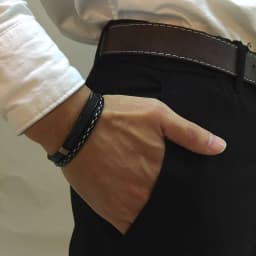 Vnox Unique Sew Lines Genuine Leather Bracelets for Men Women Stainless Steel Bar Layered Bangle Causal Pulseira
