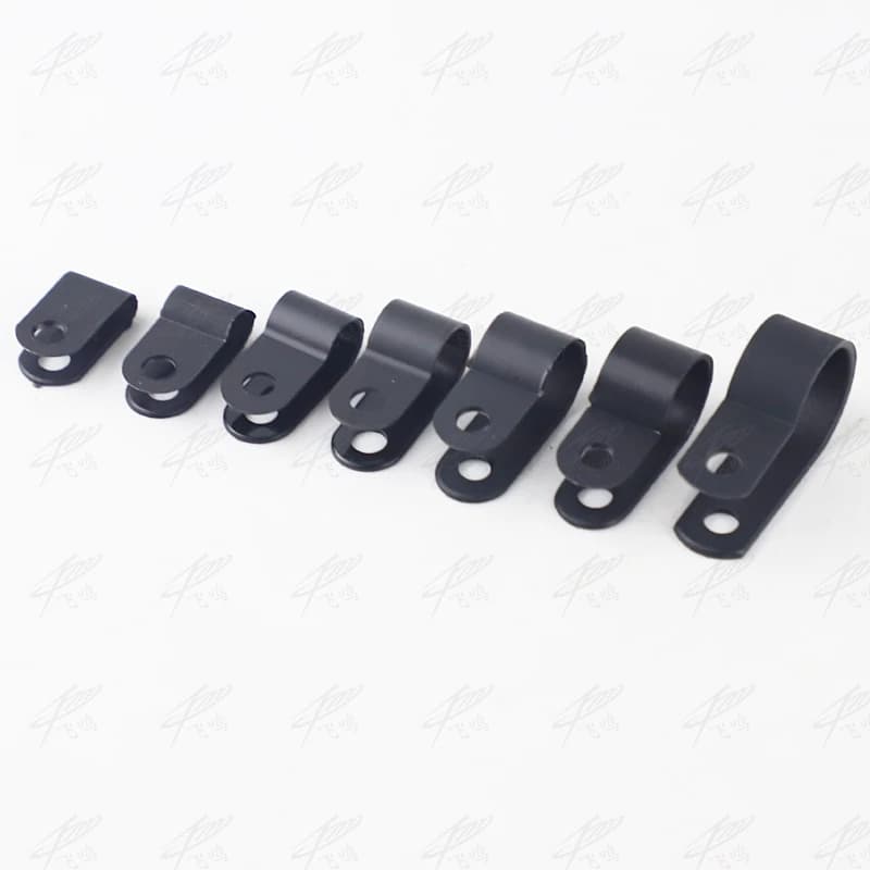100PCS 16mm R-Type Nylon Cable Clamp 5/8' Black R-Type Cable Clamp Cable Clips Free Shipping R-3.3 5.3 6.4 8.4 10.4 13.2 16