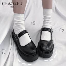 CHAOZHU  Japanese Korean High School Girls High Socks Loose Solid Colors Double Needles Knitting Cotton Long Socks For Women