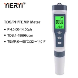 Yieryi New TDS PH Meter PH/TDS/EC/Temperature Digital Water Quality Monitor Tester for Pools, Drinking Water, Aquariums