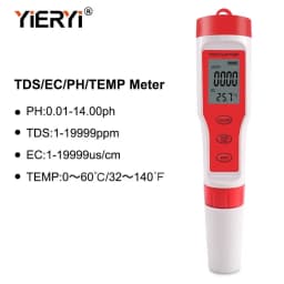 Yieryi New TDS PH Meter PH/TDS/EC/Temperature Digital Water Quality Monitor Tester for Pools, Drinking Water, Aquariums