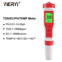 Yieryi New TDS PH Meter PH/TDS/EC/Temperature Digital Water Quality Monitor Tester for Pools, Drinking Water, Aquariums