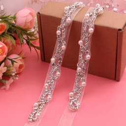 YJWSXF Handmade Beaded Wedding Belt Silver Crystal Rhinestone Elegant Luxurious Bridesmaid Accessory