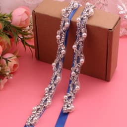 YJWSXF Handmade Beaded Wedding Belt Silver Crystal Rhinestone Elegant Luxurious Bridesmaid Accessory