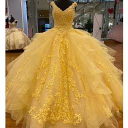 Customized Yellow Quinceanera Dresses 2025 V Neck Lace Appliques Sweet 16 Dress with Bow Birthday Ball Gown Vestidos De 15 Anos