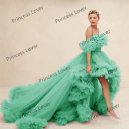 Women Prom Dresses Tulle High Low Vestido de Novia Robes Off the Shoulder Evening Dress Ruffled Fluffy Party Gowns Customized