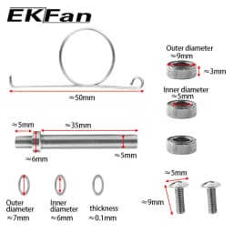 EKFan 1 Set Fishing Handle Knob Tool for Stainless Steel Axle Bearing Washers Gasket Screw Assembling Fishing Knob Tools Parts
