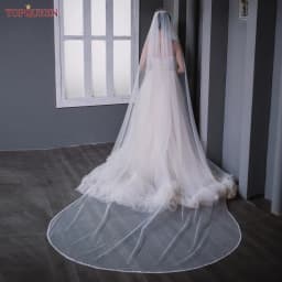 TOPQUEEN V134 Delicate Wedding Veils For Bride Pearls Wedding Veil With Crystals Edge Bridal Veils Wedding Crystal Beaded
