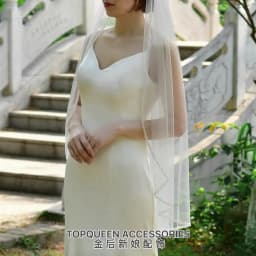 TOPQUEEN V134 Delicate Wedding Veils For Bride Pearls Wedding Veil With Crystals Edge Bridal Veils Wedding Crystal Beaded