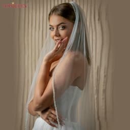 TOPQUEEN V134 Delicate Wedding Veils For Bride Pearls Wedding Veil With Crystals Edge Bridal Veils Wedding Crystal Beaded