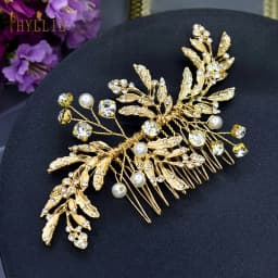 A83 Fashion Wedding Hair Accessories Alloy Leaves Bridal Hair Clips for Women Headpieces Handmade Rhinestone Bride Headdress