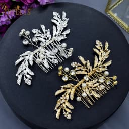 A83 Fashion Wedding Hair Accessories Alloy Leaves Bridal Hair Clips for Women Headpieces Handmade Rhinestone Bride Headdress