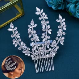 A83 Fashion Wedding Hair Accessories Alloy Leaves Bridal Hair Clips for Women Headpieces Handmade Rhinestone Bride Headdress