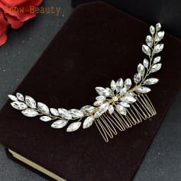 A83 Fashion Wedding Hair Accessories Alloy Leaves Bridal Hair Clips for Women Headpieces Handmade Rhinestone Bride Headdress