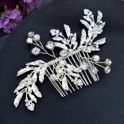 A83 Fashion Wedding Hair Accessories Alloy Leaves Bridal Hair Clips for Women Headpieces Handmade Rhinestone Bride Headdress