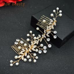 A83 Fashion Wedding Hair Accessories Alloy Leaves Bridal Hair Clips for Women Headpieces Handmade Rhinestone Bride Headdress