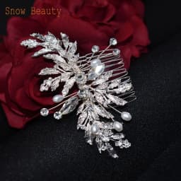 A83 Fashion Wedding Hair Accessories Alloy Leaves Bridal Hair Clips for Women Headpieces Handmade Rhinestone Bride Headdress