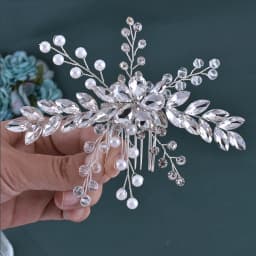 A83 Fashion Wedding Hair Accessories Alloy Leaves Bridal Hair Clips for Women Headpieces Handmade Rhinestone Bride Headdress