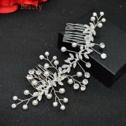 A83 Fashion Wedding Hair Accessories Alloy Leaves Bridal Hair Clips for Women Headpieces Handmade Rhinestone Bride Headdress