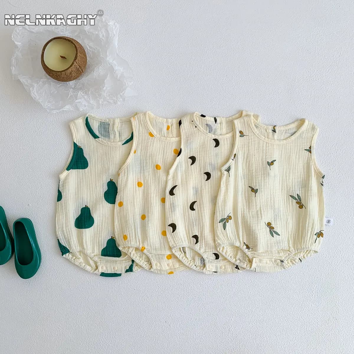 2025 New In Summer Infant Newborn Baby Girls Boys Wrinkle Cloth Cotton Outfits Kids Casual Jumpsuits Toddler Bodysuits