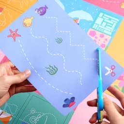 49-91pcs Learn Scissor Skills Cut Paper Craft Toys Safety Scissors Preschool Cutting Practice Activity Book Toddlers Kids Gifts