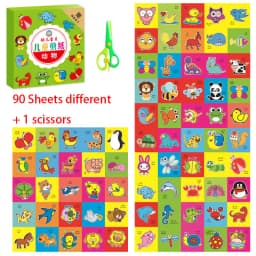 49-91pcs Learn Scissor Skills Cut Paper Craft Toys Safety Scissors Preschool Cutting Practice Activity Book Toddlers Kids Gifts