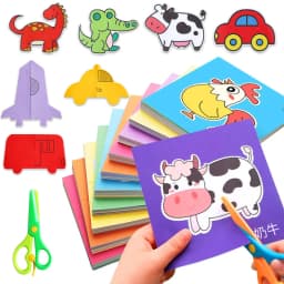 49-91pcs Learn Scissor Skills Cut Paper Craft Toys Safety Scissors Preschool Cutting Practice Activity Book Toddlers Kids Gifts