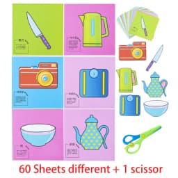 49-91pcs Learn Scissor Skills Cut Paper Craft Toys Safety Scissors Preschool Cutting Practice Activity Book Toddlers Kids Gifts