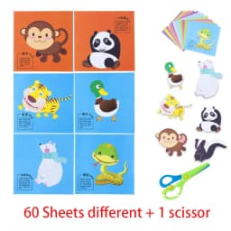 49-91pcs Learn Scissor Skills Cut Paper Craft Toys Safety Scissors Preschool Cutting Practice Activity Book Toddlers Kids Gifts