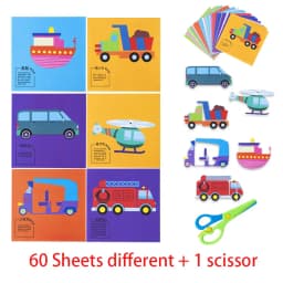 49-91pcs Learn Scissor Skills Cut Paper Craft Toys Safety Scissors Preschool Cutting Practice Activity Book Toddlers Kids Gifts