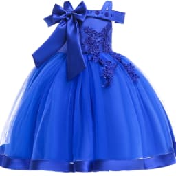 3-10 Years Kids Christmas Party Dresses For Girls Appliques Flower Elegant Wedding Dress With Bow Children Birthday Prom Gown