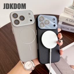 JDKDOM Litchi Leather Texture Magnetic Case For iPhone 18 17 Air 16 15 14 Plus 13 12 Pro Max Shockproof Wireless Charging Cover