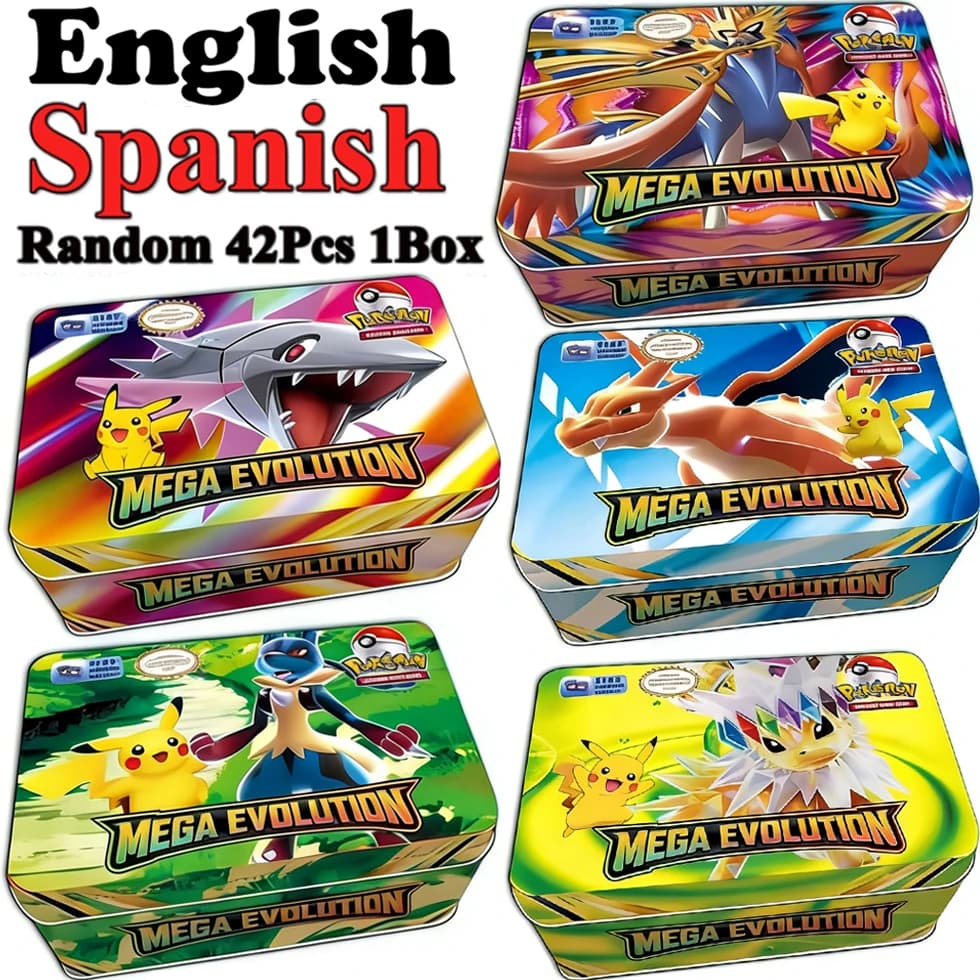 MEGA EVOLUTION 42pcs Pokémon Cards Battle Toys Lost Origin Pokémon Box with Anime Bank Pokémon Game Cards  for Childre