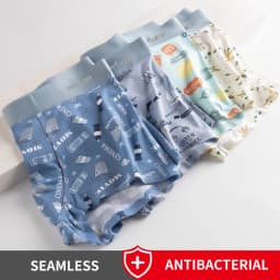 MIIOW 4Pcs Early Autumn Men Underwear Print Refreshing Man Boxer Underpants recycled fiber Breathable Mens Panties Boxershorts