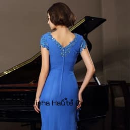 Yipeisha Strapless Beach Beaded Short Sleeve Mother Of Bridal Dress for Women Pleat Jersey Customized Summer Wedding Party Gowns
