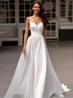 LORIE Spaghetti Straps Wedding Dresses A Line V Neck Pleats Bridal Gowns Side Split Wedding Party Gowns 2023 Customized