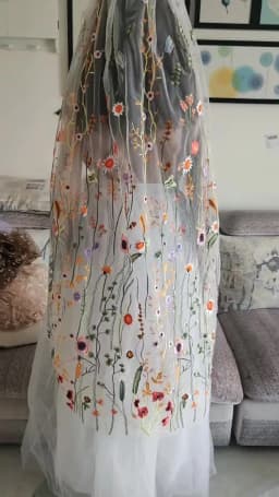 Floral Bridal Wedding Veils with Comb Wild Flowers Lace Secret Garden Veil for Brides Colored Colorful Fingertip Accessories