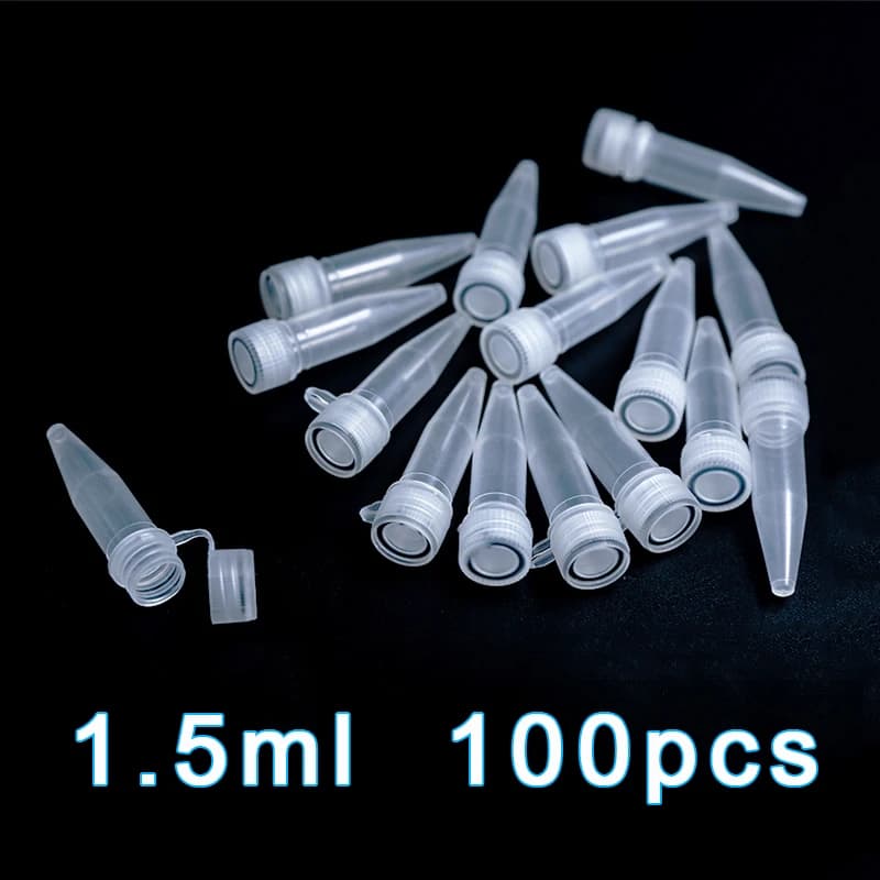 100PCS 1.5ml Lab PP Plastic Test Tube Centrifuge Tube Vial Screw Cap Skirted For Laboratory Experiment Supplies