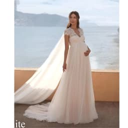 Plus Size Elegant Wedding Dresses V Neck Short Sleeves Lace And Tulle Empire Keyhole Back Beach Bridal Gowns Pregnant Customized